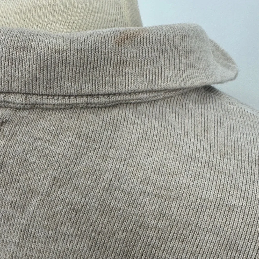 Vtg Polo Ralph Lauren XXL Beige Cotton Quarter Zip‎ Pullover Sweater Heritage